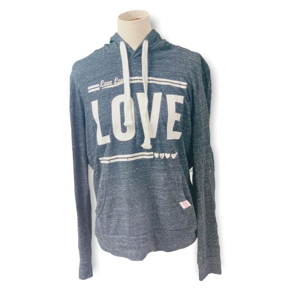 Reflex Womens Plus Size 1XL Gray Love Graphic Lightweight Athletic Hoodie Top